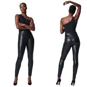 Spanx Leather Like Skinny Ankle Pants Black XL